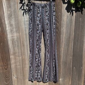 Floral Patterned Gray Women's Pants